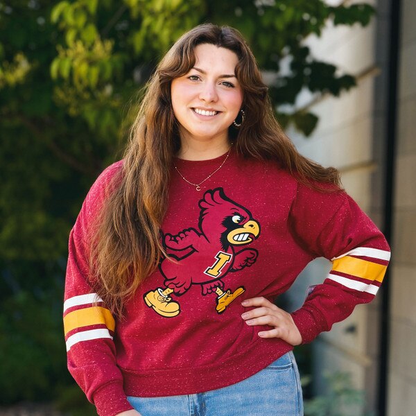 Colosseum Women's Walking Cy Cardinal Speckle Crewneck Sweatshirt